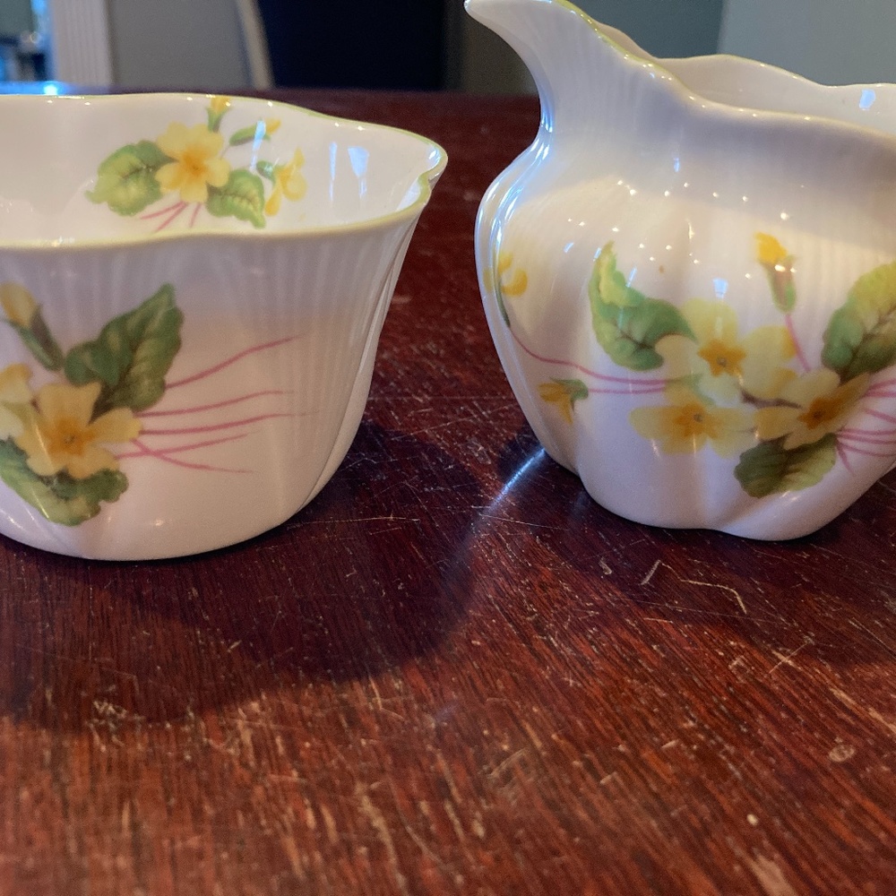 Shelley Bone China Primrose Sugar and Creamer set